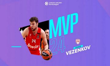 Ολυμπιακός - Ο Βεζένκοβ αναδείχθηκε MVP της 24ης αγωνιστικής της Euroleague 